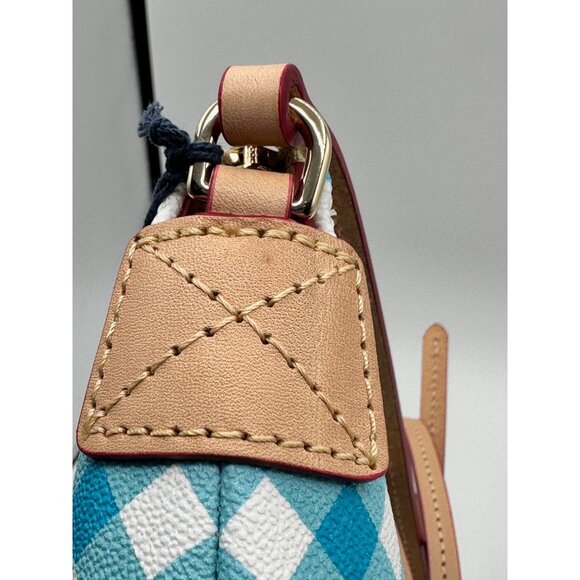 Dooney & Bourke Aqua Gingham and Vachetta Pouchette Crossbody Bag NWT *READ* - Picture 7 of 16